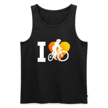 Damen Radfahren Mountainbike Mountainbiker - Männer Premium Bio Tank Top - Schwarz - Vorne - Michal (187cm)