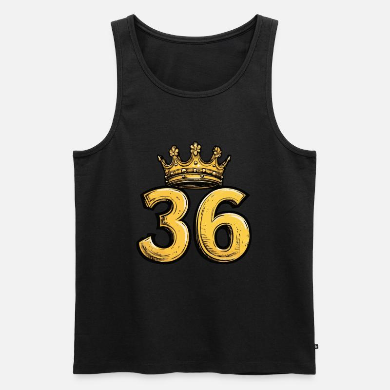 36 Zahl Krone - Männer Premium Bio Tank Top - Schwarz