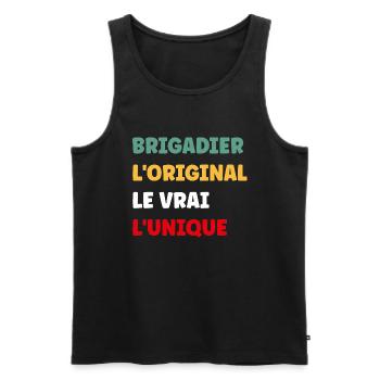 brigadier - Débardeur bio Premium Homme - noir - Devant - AI Model Male 178 light (178cm)