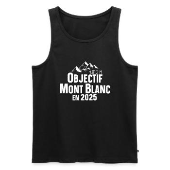 2025 Mont Blanc Montagne France Suisse Italie - Débardeur bio Premium Homme - noir - Devant - AI Model Male 178 light (178cm)