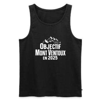 2025 Mont Ventoux Cycliste Montagne Randonnée - Débardeur bio Premium Homme - noir - Devant - AI Model Male 178 light (178cm)