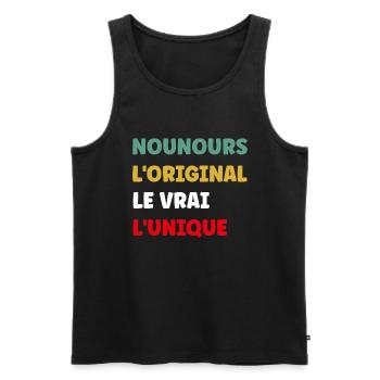nounours - Débardeur bio Premium Homme - noir - Devant - AI Model Male 178 light (178cm)