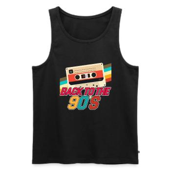 Zurück in die 90er - Retro - Männer Premium Bio Tank Top - Schwarz - Vorne - Michal (187cm)