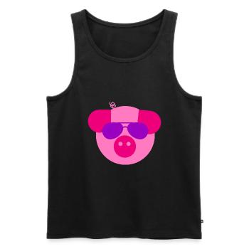 Porte-bonheur, cochon, cadeau, Jeunesse rurale - Débardeur bio Premium Homme - noir - Devant - AI Model Male 178 light (178cm)