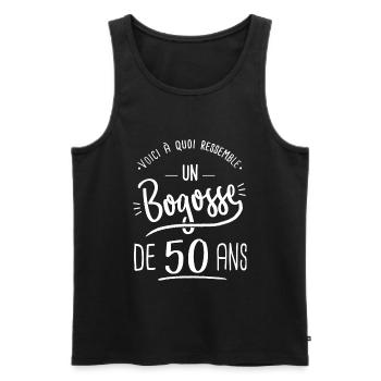 anniversaire 50 ans bogosse cadeau humour 50 ans - Débardeur bio Premium Homme - noir - Devant - Michal (187cm)