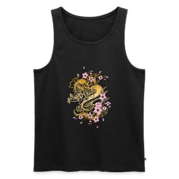Japanese Dragon Cherry Blossoms Sakura Dragon - Men's Premium Organic Tank Top - black - Front - AI Model Male 178 light (178cm)