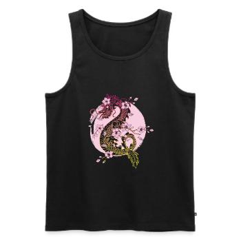 Japanese Dragon Cherry Blossoms Sakura Dragon - Men's Premium Organic Tank Top - black - Front - AI Model Male 178 light (178cm)