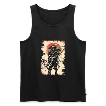 Japanischer Samurai Krieger mit Samurai und Ronin - Männer Premium Bio Tank Top - Schwarz - Vorne - AI Model Male 178 light (178cm)