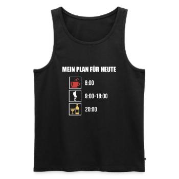 Mein Plan Wandern Bergsteigen | Hiking Wein Spruch - Männer Premium Bio Tank Top - Schwarz - Vorne - Michal (187cm)