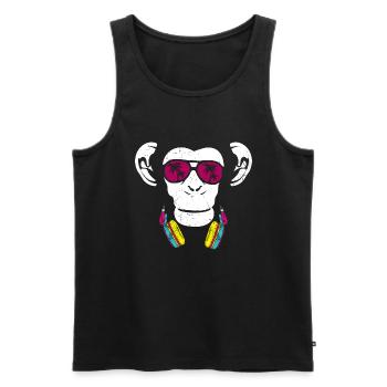 Monkey Cooler Affe DJ Kopfhörer Ausgehen Spaß Part - Männer Premium Bio Tank Top - Schwarz - Vorne - Michal (187cm)