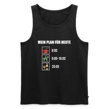Mein Plan Reiten | Reiter Pferde Wein Spruch - Männer Premium Bio Tank Top - Schwarz - Vorne - AI Model Male 178 light (178cm)