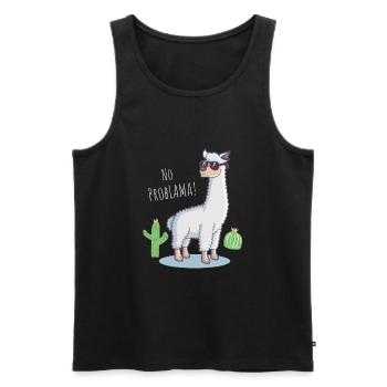 Funny Gift Lama No Problama Cactus Design - Männer Premium Bio Tank Top - Schwarz - Vorne - Michal (187cm)