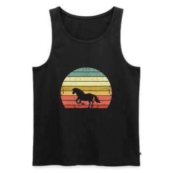 Rétro Vintage Horse - Débardeur bio Premium Homme - noir - Devant - Michal (187cm)