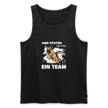 Vier Pfoten zwei Füße ein Team Schäferhund Deutsch - Männer Premium Bio Tank Top - Schwarz - Vorne - Michal (187cm)