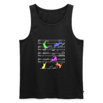 Spielende Katzen auf Notenlinien Katze Musik - Männer Premium Bio Tank Top - Schwarz - Vorne - Michal (187cm)