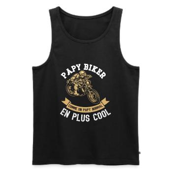 papy biker - Débardeur bio Premium Homme - noir - Devant - Michal (187cm)