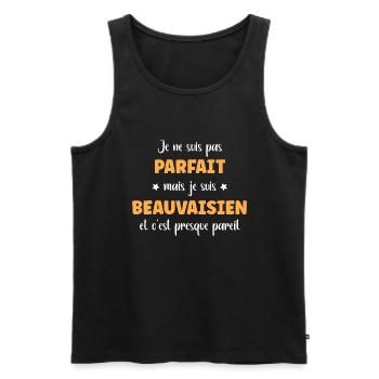 beauvaisien - Débardeur bio Premium Homme - noir - Devant - AI Model Male 178 light (178cm)