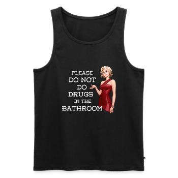 Please do not Drugs in the Bathroom - Männer Premium Bio Tank Top - Schwarz - Vorne - Michal (187cm)