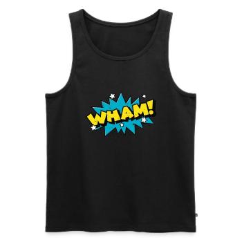 WHAM! Bande dessinée Drôle Pop Art - Débardeur bio Premium Homme - noir - Devant - AI Model Male 178 light (178cm)