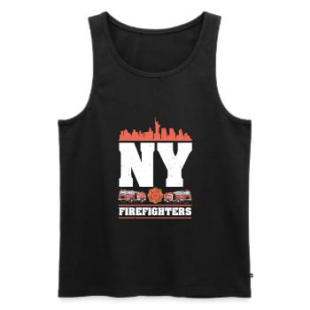 New York Firefighter - Men's Premium Organic Tank Top - black - Front - AI Model Male 178 light (178cm)