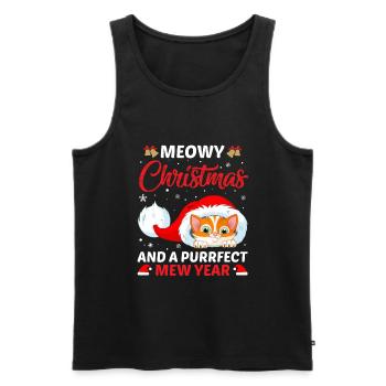 Frohe Weihnachten Katze - Männer Premium Bio Tank Top - Schwarz - Vorne - Michal (187cm)