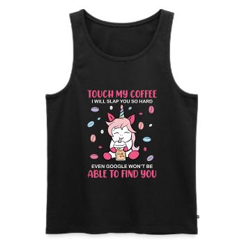 Kaffee Einhorn - Männer Premium Bio Tank Top - Schwarz - Vorne - AI Model Male 178 light (178cm)