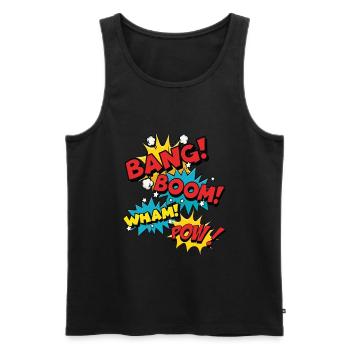 Bang Boom Pow Wham - Comic Sprechblasen - Männer Premium Bio Tank Top - Schwarz - Vorne - AI Model Male 178 light (178cm)