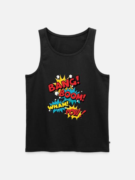 Bang Boom Pow Wham - Bulles de parole comiques - Débardeur bio Premium Homme - noir