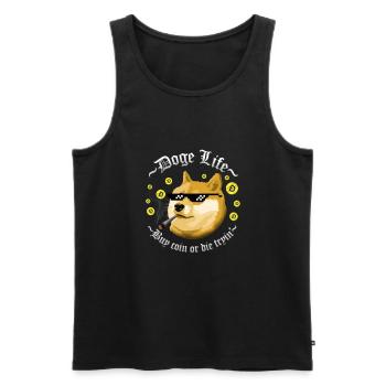 Dogecoin funny saying - Men's Premium Organic Tank Top - black - Front - AI Model Male 178 light (178cm)