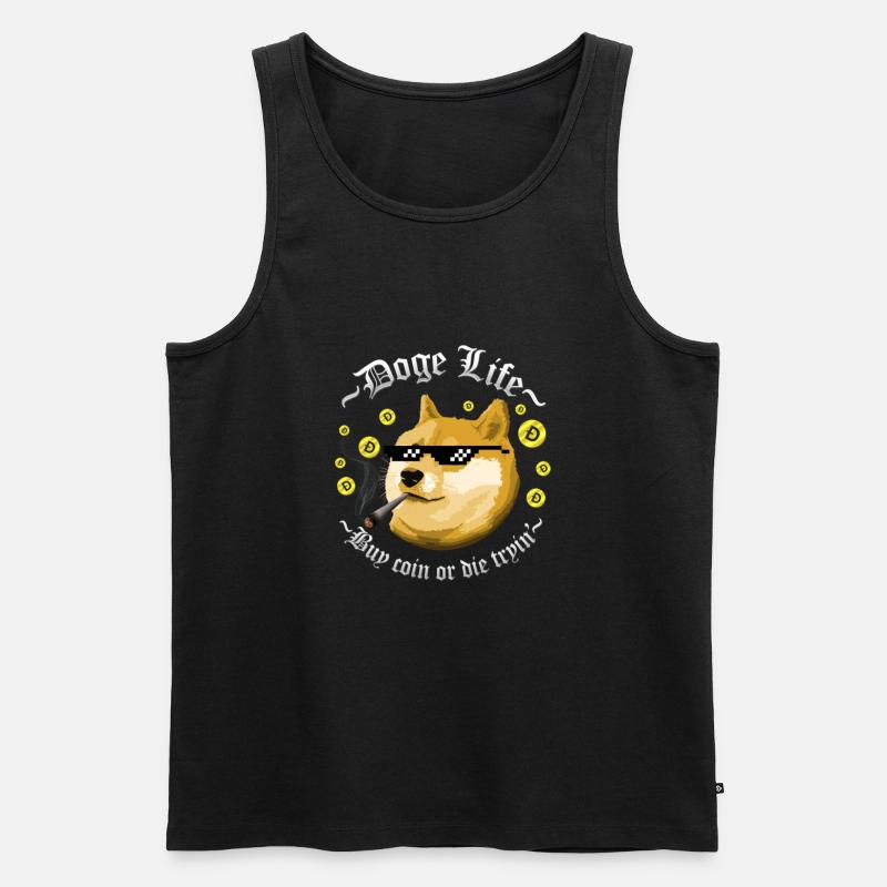Dogecoin lustiger Spruch - Männer Premium Bio Tank Top - Schwarz