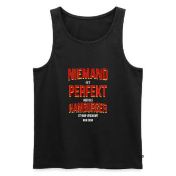 Nobody Is Perfect But As Hamburger Is Man - Men's Premium Organic Tank Top - black - Front - AI Model Male 178 light (178cm)