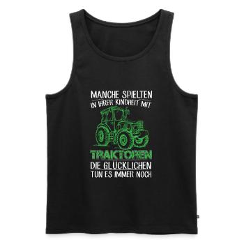 Manche spielten in ihrer Kindheit mit Traktoren - Männer Premium Bio Tank Top - Schwarz - Vorne - AI Model Male 178 light (178cm)