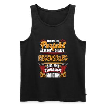 Regensburg Stadt Niemand ist Perfekt Regensburger - Männer Premium Bio Tank Top - Schwarz - Vorne - Michal (187cm)