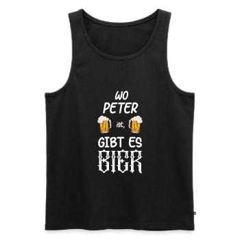 Peter Biertrinker Funny Spruch Lustiges Bier Shirt - Männer Premium Bio Tank Top - Schwarz - Vorne - AI Model Male 178 light (178cm)