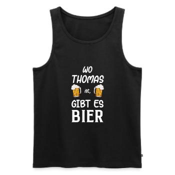 Thomas Bier Geschenk Geburtstag - Männer Premium Bio Tank Top - Schwarz - Vorne - Michal (187cm)