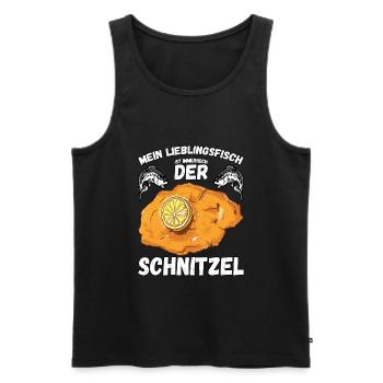 Angeln und Schnitzel Spruch - Männer Premium Bio Tank Top - Schwarz - Vorne - Michal (187cm)