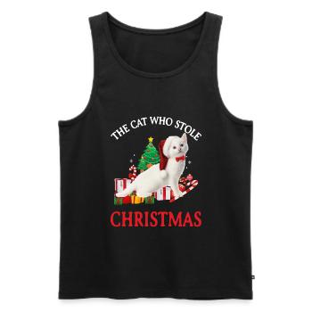 Weihnachten Katze weiß - Männer Premium Bio Tank Top - Schwarz - Vorne - Michal (187cm)