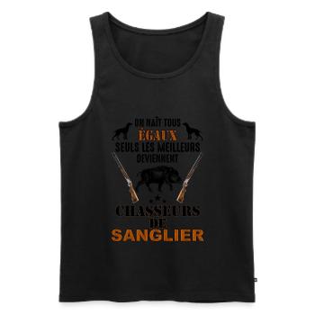 Humour Cadeau chasse de sanglier - Débardeur bio Premium Homme - noir - Devant - Michal (187cm)