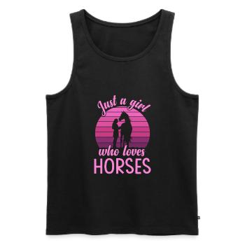 Girl Horse Pferd Just A Girl - Men's Premium Organic Tank Top - black - Front - AI Model Male 178 light (178cm)
