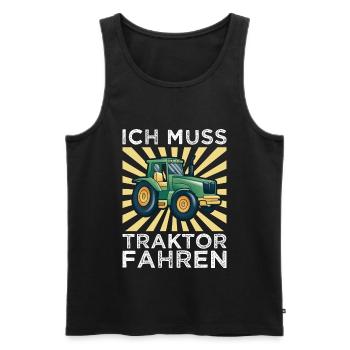 Kinder Traktor vintage - Männer Premium Bio Tank Top - Schwarz - Vorne - AI Model Male 178 light (178cm)