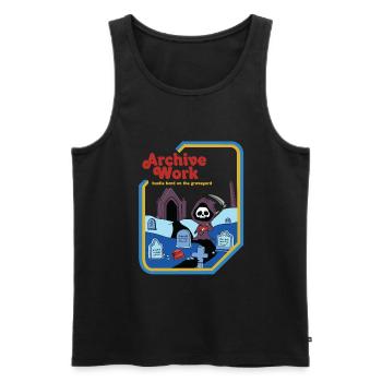 Archive Work - Hustle Hard On The Graveyard - Männer Premium Bio Tank Top - Schwarz - Vorne - AI Model Male 178 light (178cm)