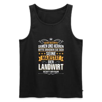 Majestät Design Lustiger Landwirt Beruf Spruch - Männer Premium Bio Tank Top - Schwarz - Vorne - Michal (187cm)
