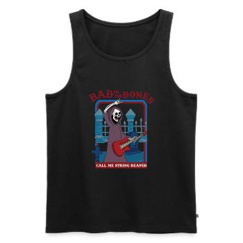Bad To The Bones - Appelez-moi String Reaper - Débardeur bio Premium Homme - noir - Devant - AI Model Male 178 light (178cm)