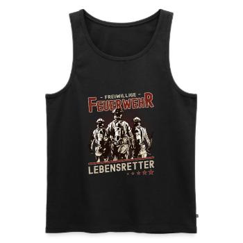 Freiwillige Feuerwehr Lebensretter - Männer Premium Bio Tank Top - Schwarz - Vorne - Michal (187cm)