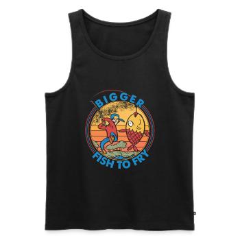 Bigger Fish To Fry - Fishing - Fisherman - Funny - Men's Premium Organic Tank Top - black - Front - Michal (187cm)