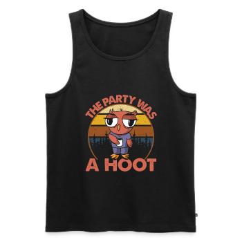 The Party Was A Hoot - Kaffee-Eule - Lustiger Voge - Männer Premium Bio Tank Top - Schwarz - Vorne - AI Model Male 178 light (178cm)