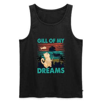 Gill Of My Dreams - Angeln - Katze - Retro - Natur - Männer Premium Bio Tank Top - Schwarz - Vorne - Michal (187cm)