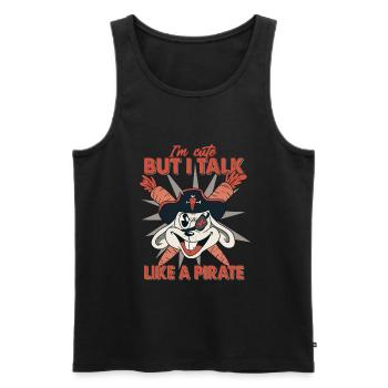 I Am Cute, But I Talk Like A Pirate - Kaninchen - Männer Premium Bio Tank Top - Schwarz - Vorne - Michal (187cm)
