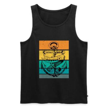 Retro Papitän Vatertag Boot Schiff Papa - Männer Premium Bio Tank Top - Schwarz - Vorne - AI Model Male 178 light (178cm)