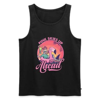 Pink Skies Up Ahead - Squelette - Flamant rose - Plage - Débardeur bio Premium Homme - noir - Devant - AI Model Male 178 light (178cm)